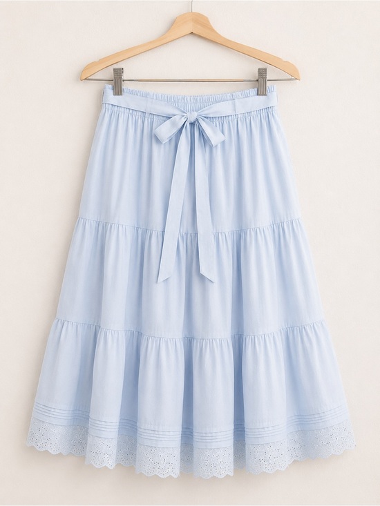 Alice Blue Dresses & Skirts - Alice Blue Blue Tiered Midi Skirt 100% Cotton Sz M Coquette Cottagecore Capsule